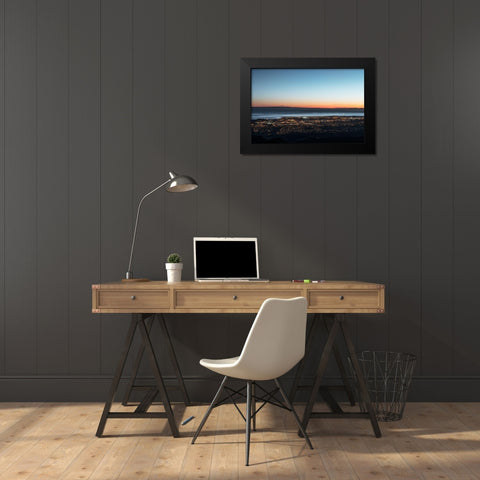 Dusk shot of Santa Barbara-California-and the Pacific shore Black Modern Wood Framed Art Print by Highsmith, Carol