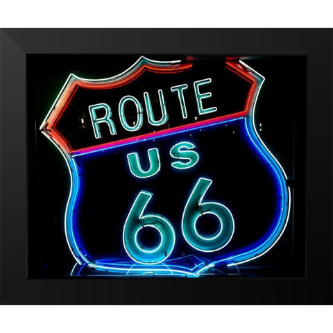 Route 66 neon sign Black Modern Wood Framed Art Print by Highsmith, Carol