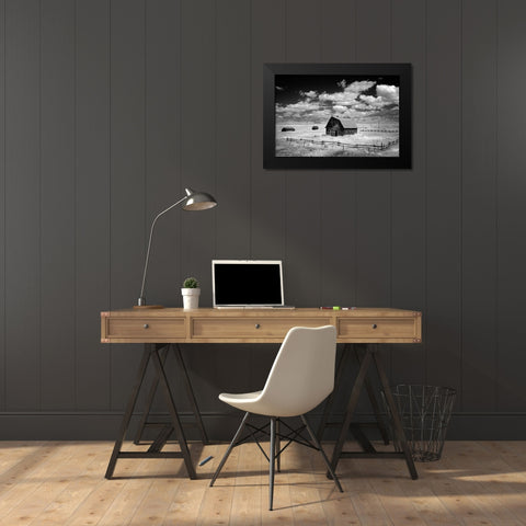 Infrared view of barn in rural Montana-USA Black Modern Wood Framed Art Print by Highsmith, Carol