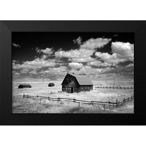 Infrared view of barn in rural Montana-USA Black Modern Wood Framed Art Print by Highsmith, Carol