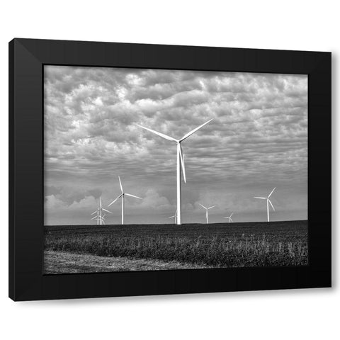 Wind farms-American prairie farms-Iowa Black Modern Wood Framed Art Print with Double Matting by Highsmith, Carol