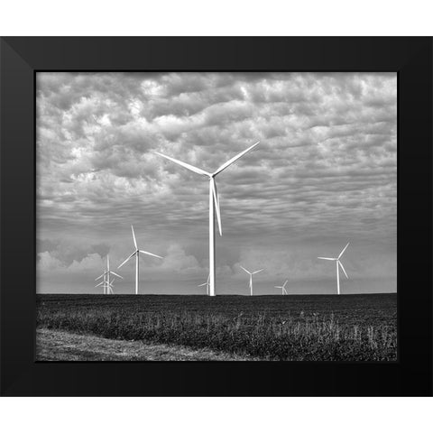 Wind farms-American prairie farms-Iowa Black Modern Wood Framed Art Print by Highsmith, Carol