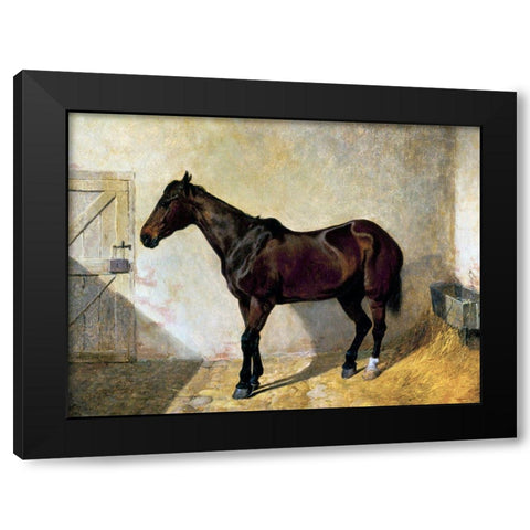 Horse Black Modern Wood Framed Art Print with Double Matting by Herring, John Frederick
