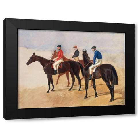 Steeplechase cracks Black Modern Wood Framed Art Print by Herring, John Frederick