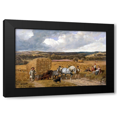 Harvest Black Modern Wood Framed Art Print by Herring, John Frederick