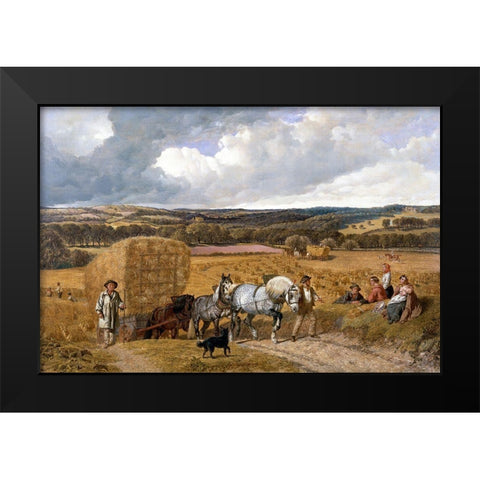 Harvest Black Modern Wood Framed Art Print by Herring, John Frederick