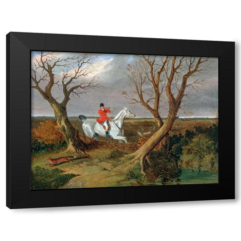 The Suffolk Hunt-Gone Away Black Modern Wood Framed Art Print by Herring, John Frederick