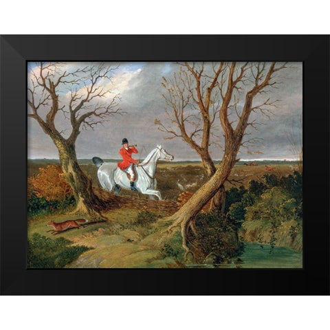 The Suffolk Hunt-Gone Away Black Modern Wood Framed Art Print by Herring, John Frederick