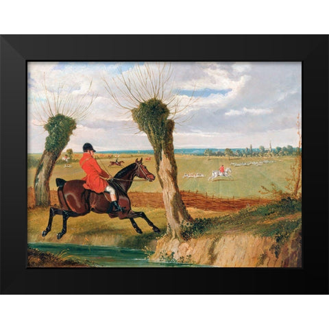 The Suffolk Hunt-Full Cry Black Modern Wood Framed Art Print by Herring, John Frederick