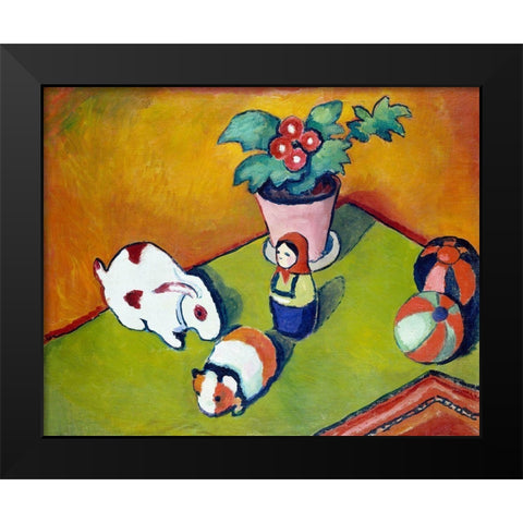 Little Walters Toys Black Modern Wood Framed Art Print by Macke, August