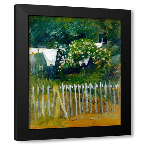 Laundry in the garden in Kandern Black Modern Wood Framed Art Print by Macke, August