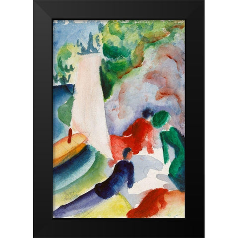 Picnic on the Beach Black Modern Wood Framed Art Print by Macke, August
