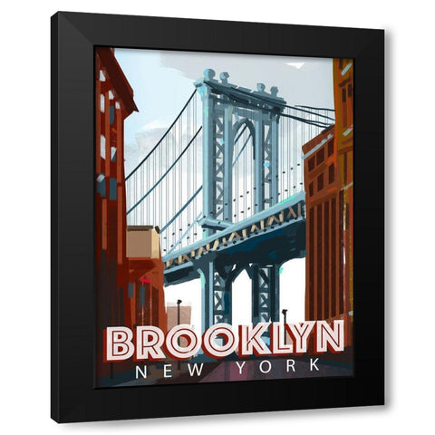 Brooklyn Black Modern Wood Framed Art Print with Double Matting by East Coast Licensing