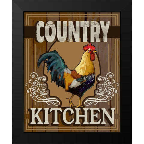 Country Kitchen Black Modern Wood Framed Art Print by East Coast Licensing