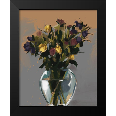 Flowers Black Modern Wood Framed Art Print by East Coast Licensing