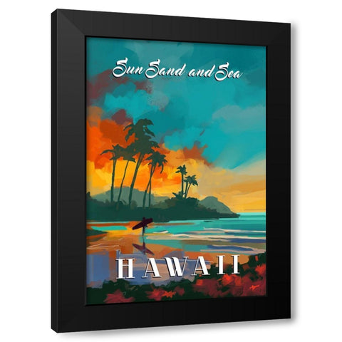 Hawaii Black Modern Wood Framed Art Print with Double Matting by East Coast Licensing