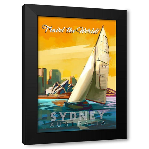 Sydney Australia Black Modern Wood Framed Art Print with Double Matting by East Coast Licensing