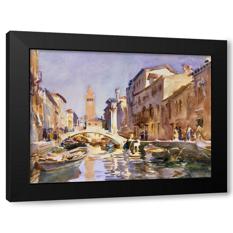 Venetian Canal Black Modern Wood Framed Art Print by Sargent, John Singer
