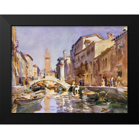 Venetian Canal Black Modern Wood Framed Art Print by Sargent, John Singer