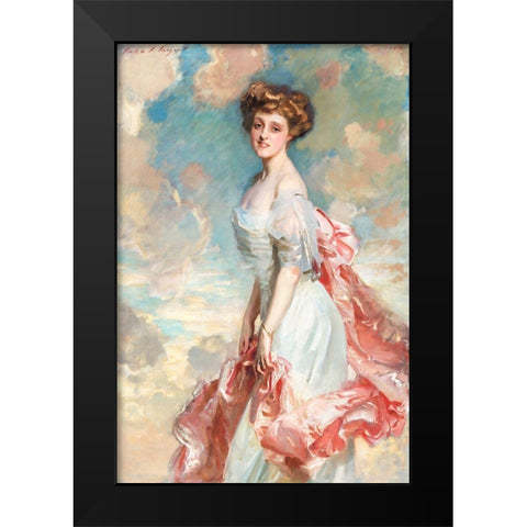 Miss Grace Woodhouse in White Black Modern Wood Framed Art Print by Sargent, John Singer
