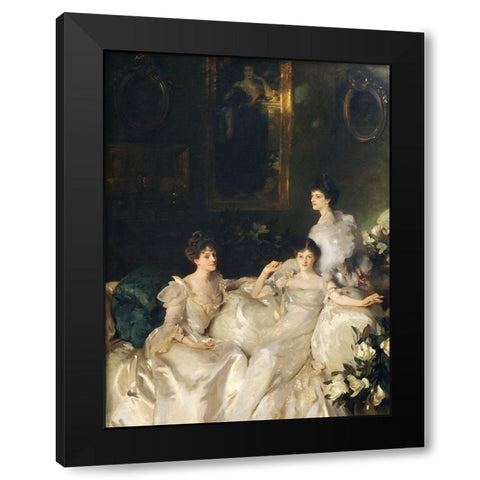 The Wyndham Sisters Black Modern Wood Framed Art Print with Double Matting by Sargent, John Singer
