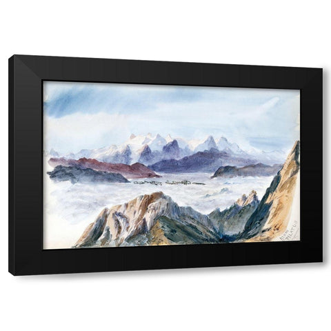 Iselle from Mount Pilatus from Splendid Mountain Watercolours Sketchbook Black Modern Wood Framed Art Print by Sargent, John Singer