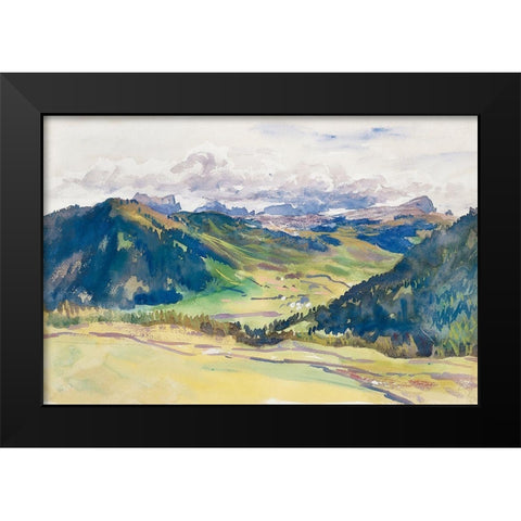Open Valley-Dolomites Black Modern Wood Framed Art Print by Sargent, John Singer