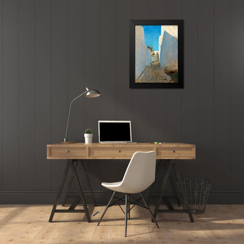 A Moroccan Street Scene Black Modern Wood Framed Art Print by Sargent, John Singer