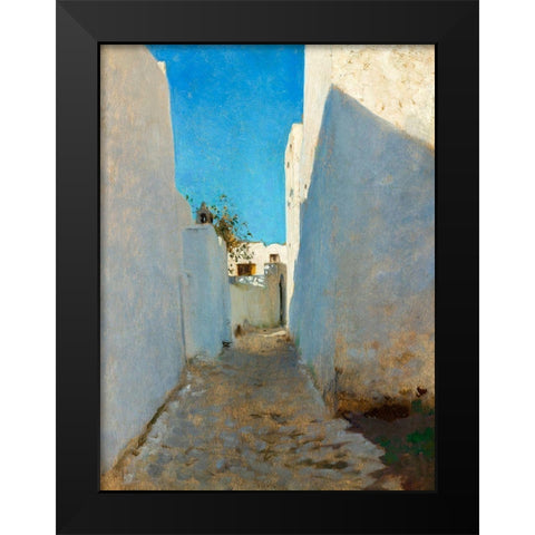 A Moroccan Street Scene Black Modern Wood Framed Art Print by Sargent, John Singer