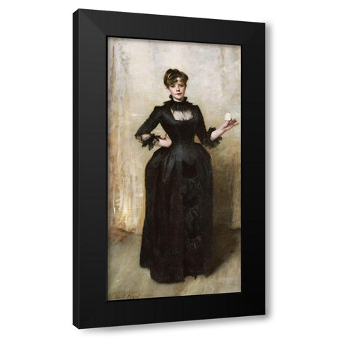Lady with the Rose Black Modern Wood Framed Art Print with Double Matting by Sargent, John Singer