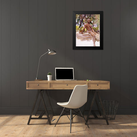 Man and Trees-Florida Black Modern Wood Framed Art Print by Sargent, John Singer