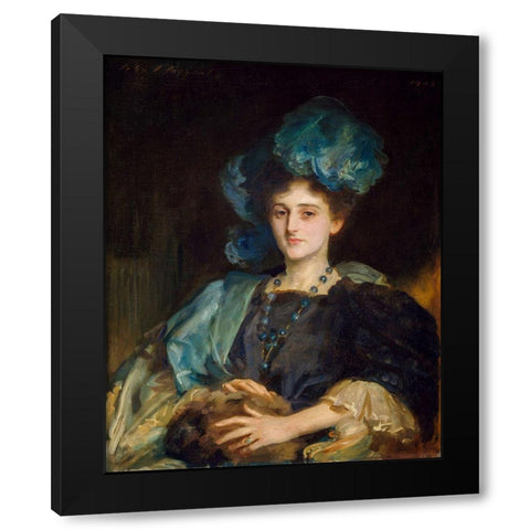 Portrait of Miss Katherine Elizabeth Lewis Black Modern Wood Framed Art Print with Double Matting by Sargent, John Singer
