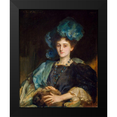 Portrait of Miss Katherine Elizabeth Lewis Black Modern Wood Framed Art Print by Sargent, John Singer