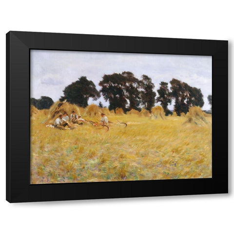 Reapers Resting in a Wheat Field Black Modern Wood Framed Art Print by Sargent, John Singer