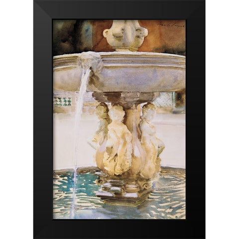 Spanish Fountain Black Modern Wood Framed Art Print by Sargent, John Singer
