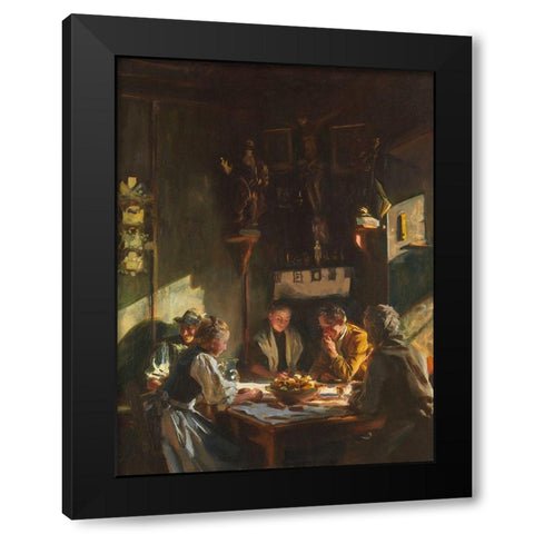 Tyrolese Interior Black Modern Wood Framed Art Print with Double Matting by Sargent, John Singer