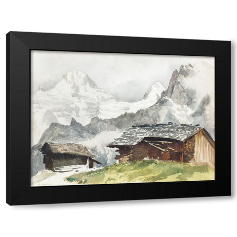 Chalets-Breithorn-Murren Black Modern Wood Framed Art Print with Double Matting by Sargent, John Singer