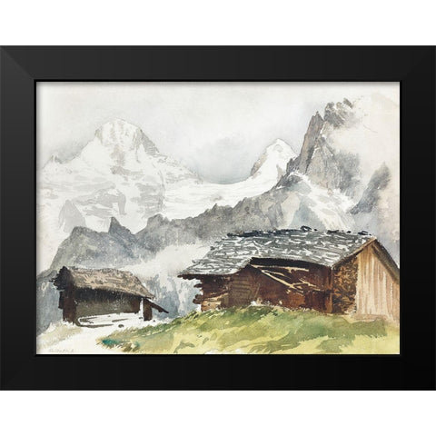 Chalets-Breithorn-Murren Black Modern Wood Framed Art Print by Sargent, John Singer