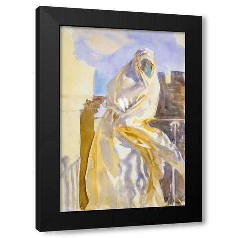 Arab Woman Black Modern Wood Framed Art Print with Double Matting by Sargent, John Singer