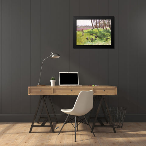 Landscape with Goatherd Black Modern Wood Framed Art Print by Sargent, John Singer