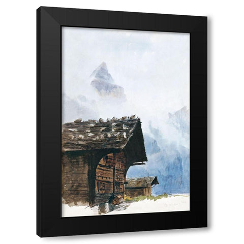 Chalets-Murren from Splendid Mountain Watercolours Sketchbook Black Modern Wood Framed Art Print by Sargent, John Singer
