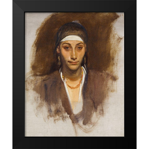 Egyptian Woman with Earrings Black Modern Wood Framed Art Print by Sargent, John Singer