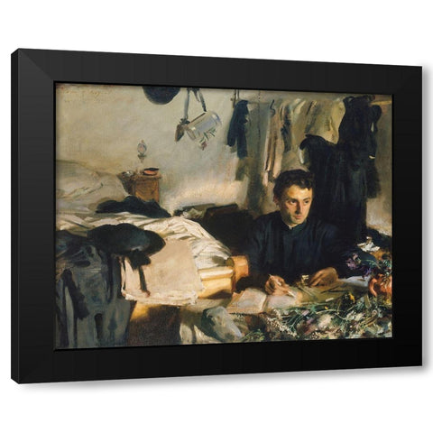 Padre Sebastiano Black Modern Wood Framed Art Print with Double Matting by Sargent, John Singer