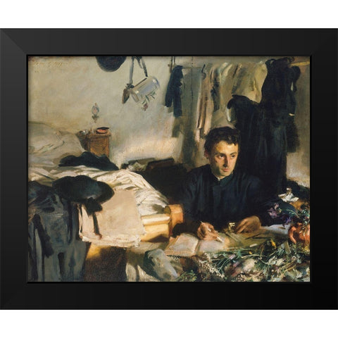 Padre Sebastiano Black Modern Wood Framed Art Print by Sargent, John Singer