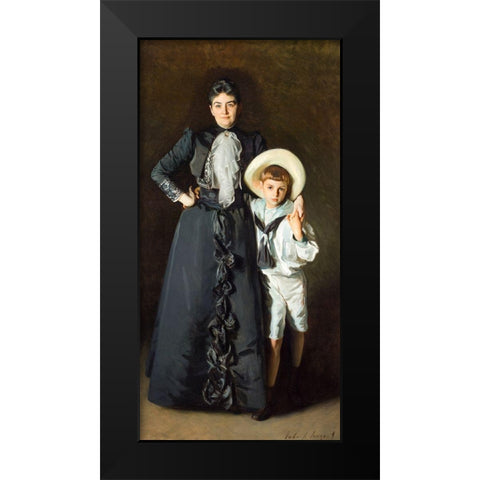 Portrait of Mrs. Edward L. Davis and Her Son-Livingston Davis Black Modern Wood Framed Art Print by Sargent, John Singer