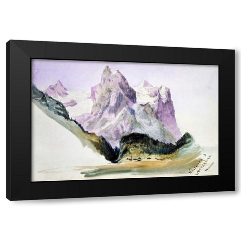 Wellhorn and Wetterhorn from Brunig Black Modern Wood Framed Art Print with Double Matting by Sargent, John Singer