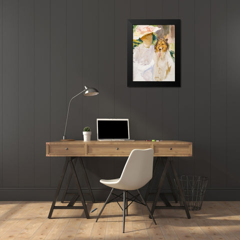 Woman with Collie Black Modern Wood Framed Art Print by Sargent, John Singer
