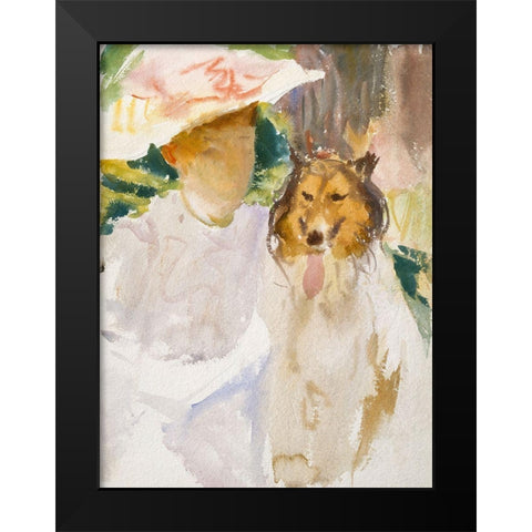 Woman with Collie Black Modern Wood Framed Art Print by Sargent, John Singer