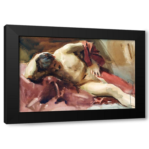 Italian Model Black Modern Wood Framed Art Print by Sargent, John Singer