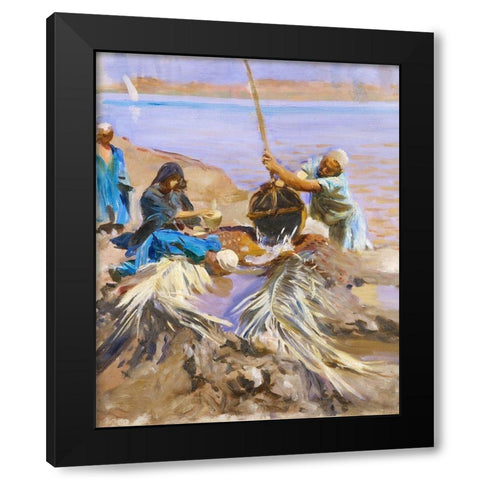 Egyptians Raising Water from the Nile Black Modern Wood Framed Art Print by Sargent, John Singer